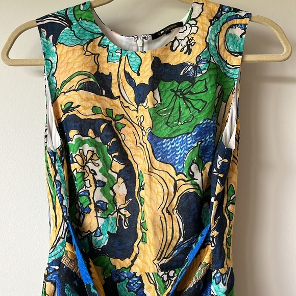 Kobi Halperin Sophie Tropical Multicolor Printed Belt Tie Flare Linen Dress S - Picture 7 of 12